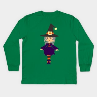 Cute Witch with Silver Hair Kids Long Sleeve T-Shirt